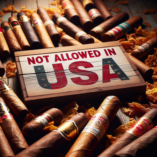 not allowed in usa sign with cigars aroound it