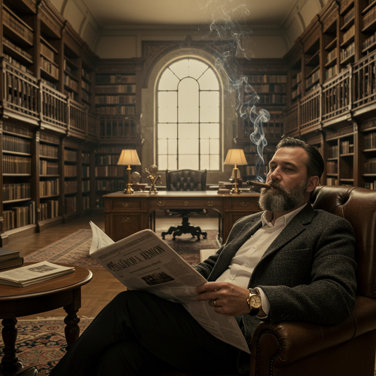 Man smoking a cigar in a luxurious setting
