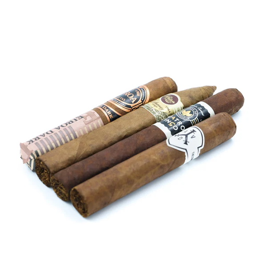 assorted premium cigars with open and closed foot ends