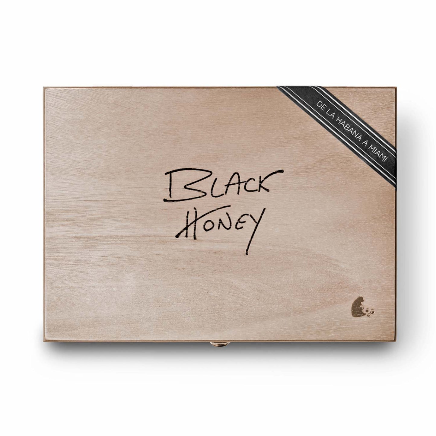 Wooden box labeled "Black Honey" with corner text "De La Habana a Miami."