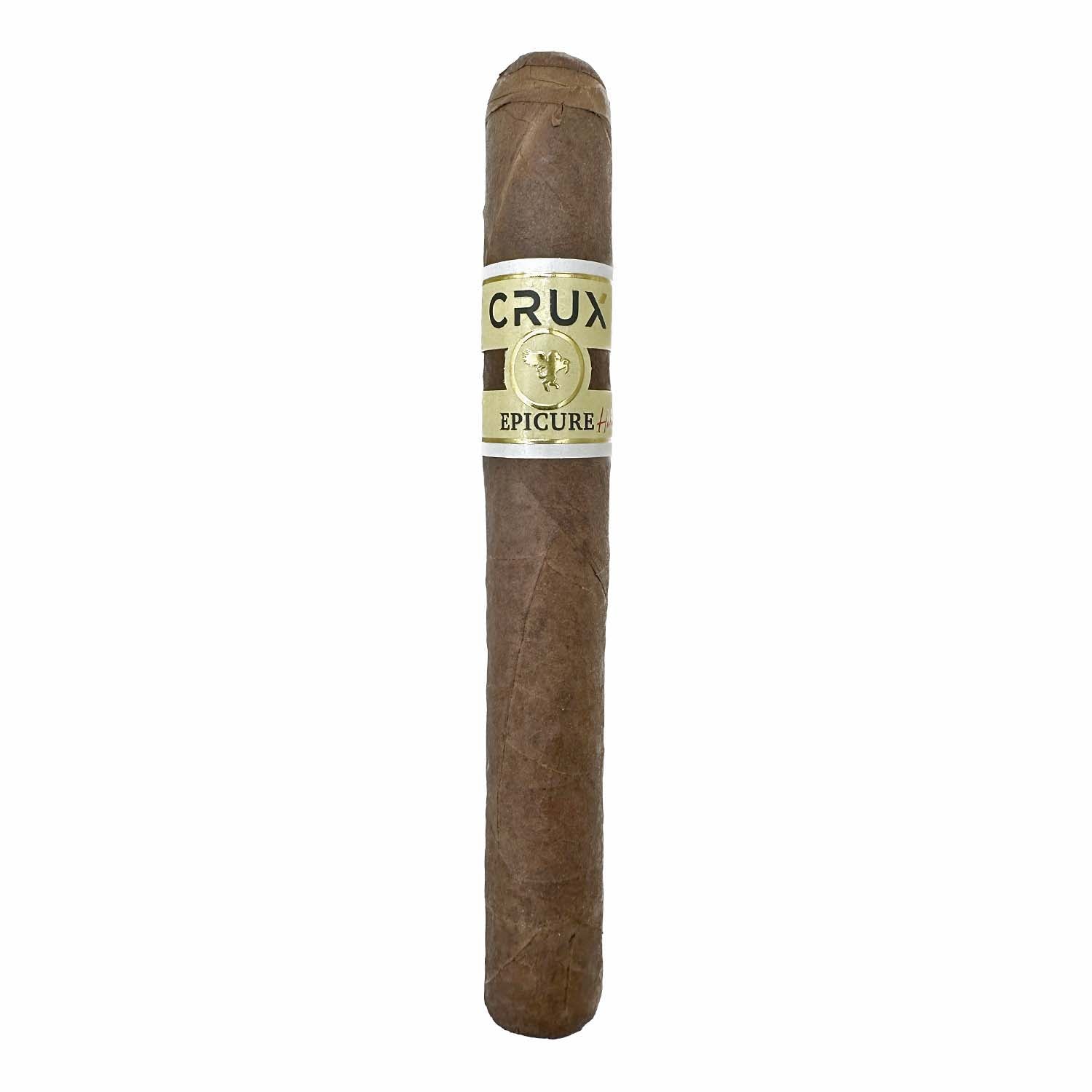 Single Crux Epicure cigar with brown wrapper and gold label.