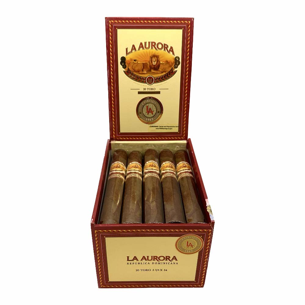 La Aurora Corojo cigar with band featuring a lion graphic