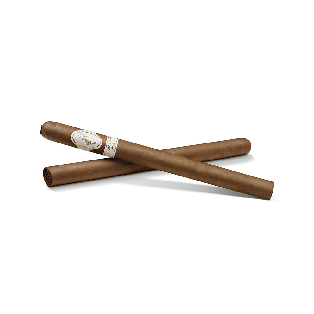 Two brown cigars crossed on a white background, showcasing premium tobacco craftsmanship.