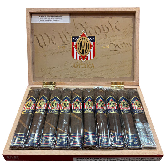 CAO America 250th Anniversary open box of 10 box-pressed robusto cigars