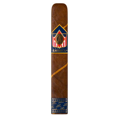 CAO America 250th Anniversary single cigar with barber-pole wrapper of U.S. broadleaf and Connecticut shade
