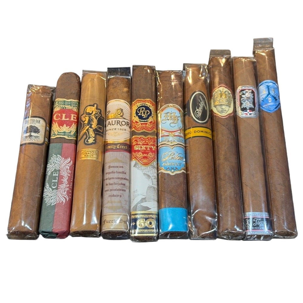 Future Timeless Selection sampler featuring La Aurora Family Creed 93 points, Rocky Patel Sixty 96 points, My Father Blue, Caldwell Long Live the King, Davidoff Puro Dominicano, Charter Oak Habano, CLE 25th Anniversary, Room101 Johnny Tobacconaut, Undercrown El Tigre Dominicano, ADVentura Blue Eyed Jacks Revenge