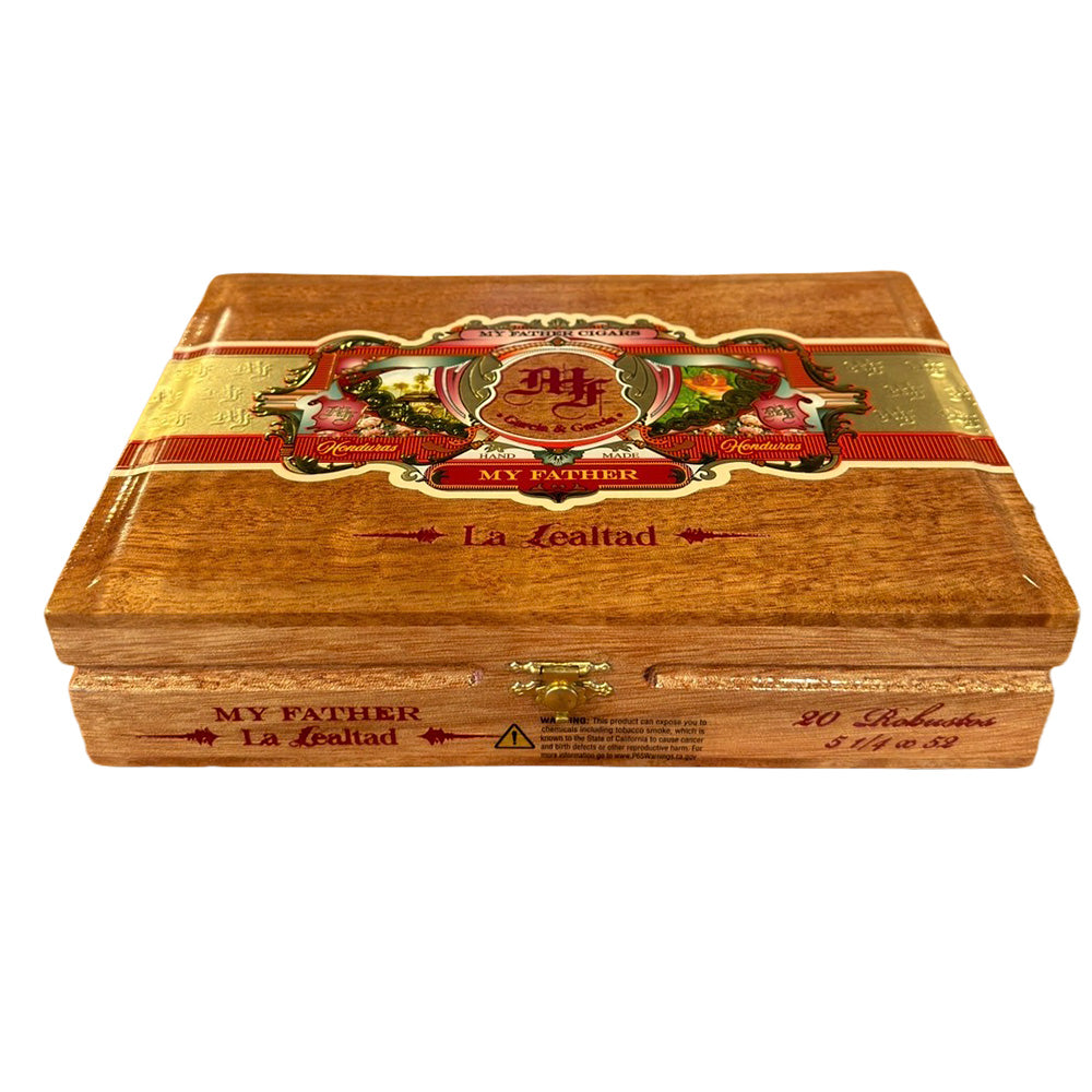 Closed box of My Father La Lealtad cigars, the García family's Honduran line